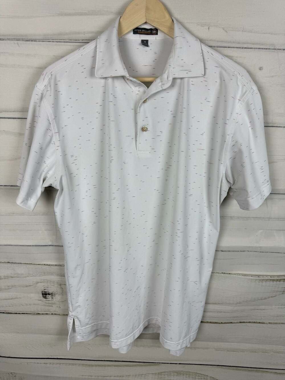 Peter Millar Summer Comfort White Multicolored Dot Print Performance Polo Shirt